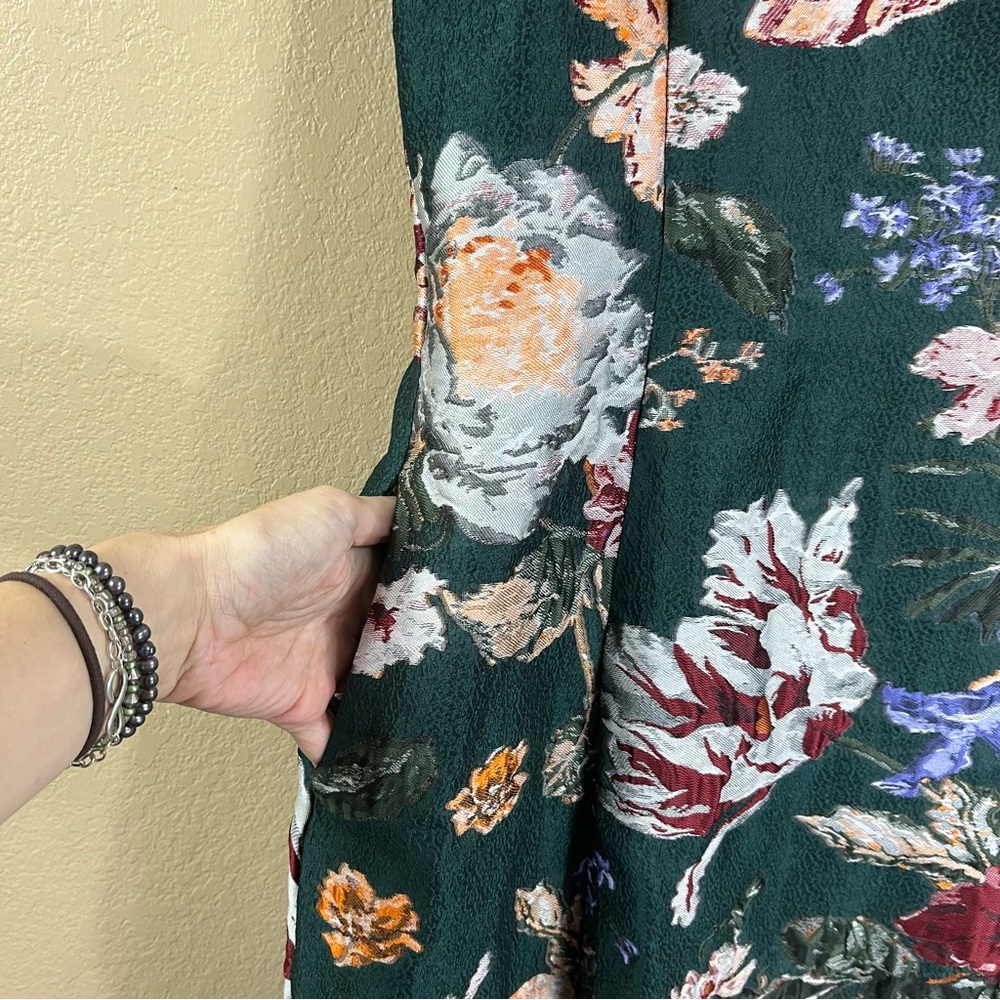 NWT Marchesa Notte Brocade Floral Green Midi Dress - Picture 6 of 10